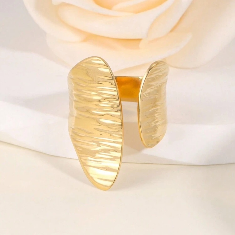 Modern Gold-Tone Asymmetrical Women's Ring, Adjustable